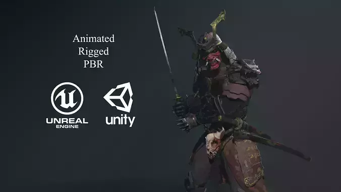 Dead Samurai Low-poly 3D model