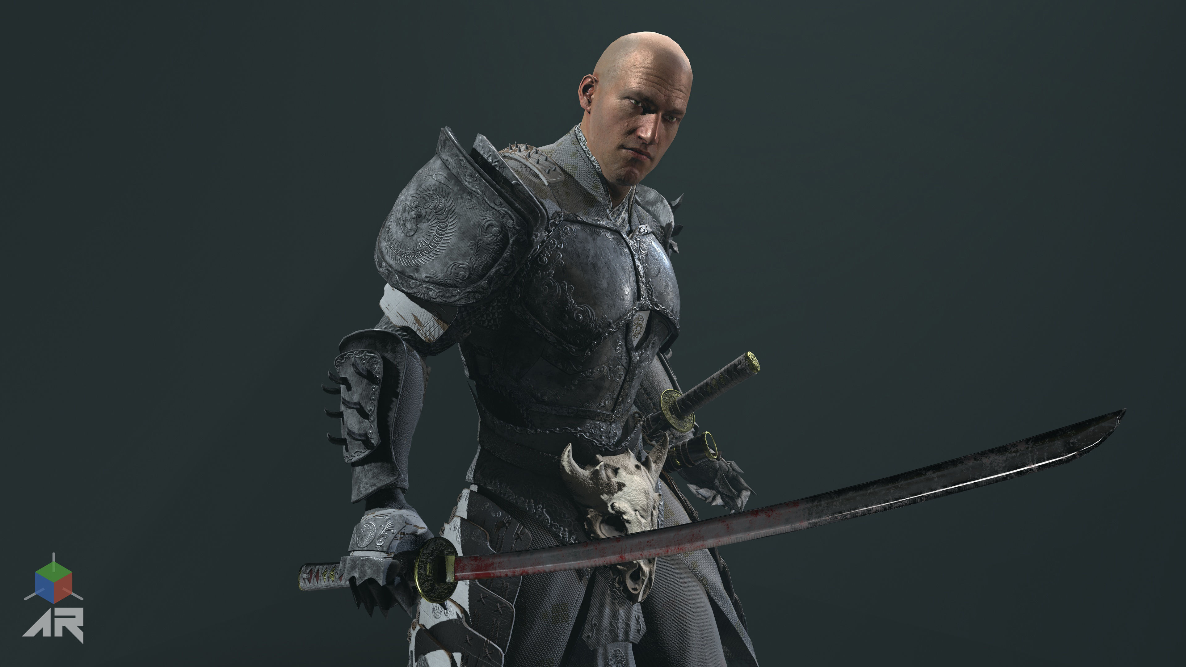 Dead Samurai Low-poly 3D model_16
