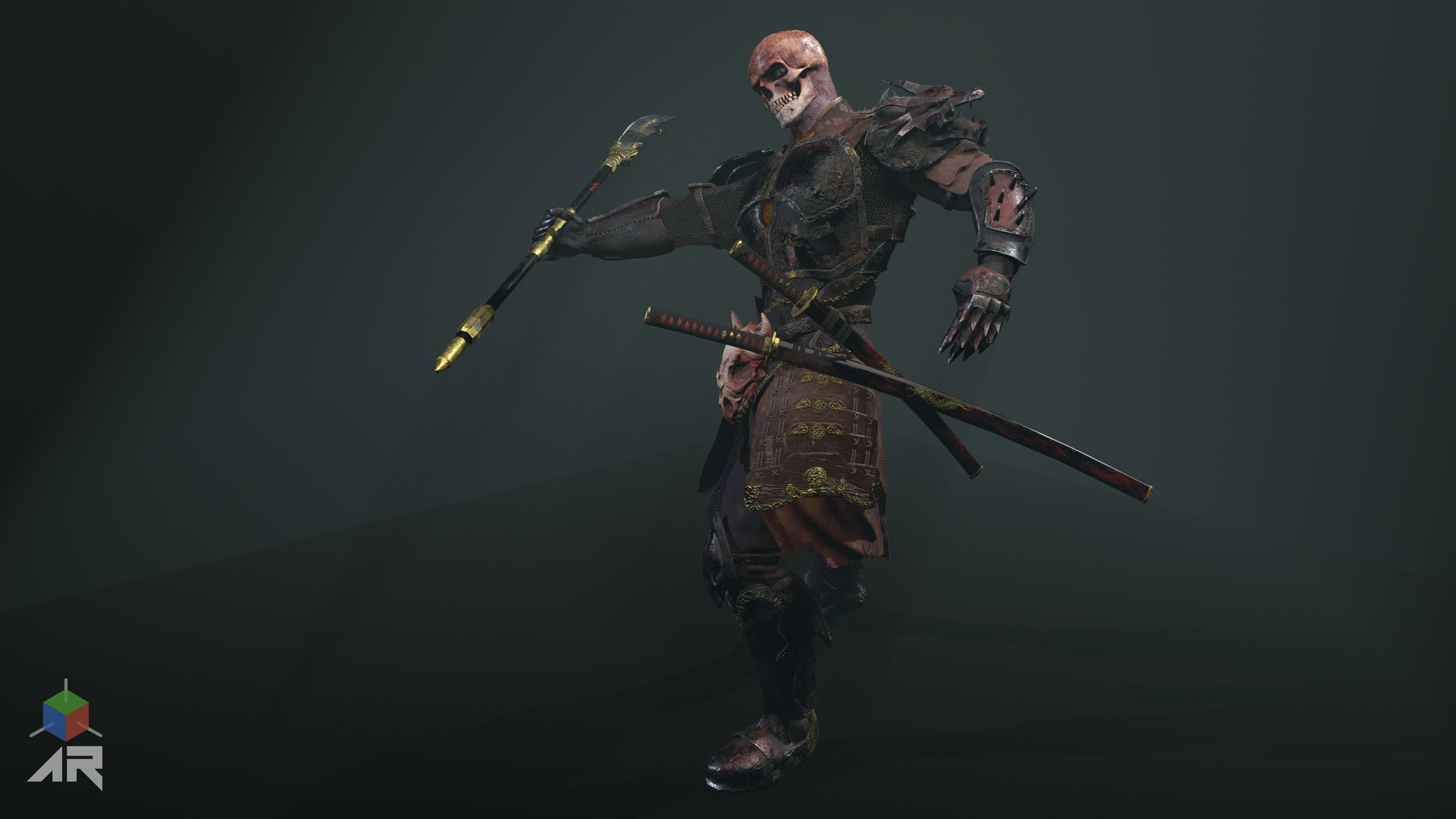 Dead Samurai Low-poly 3D model_26