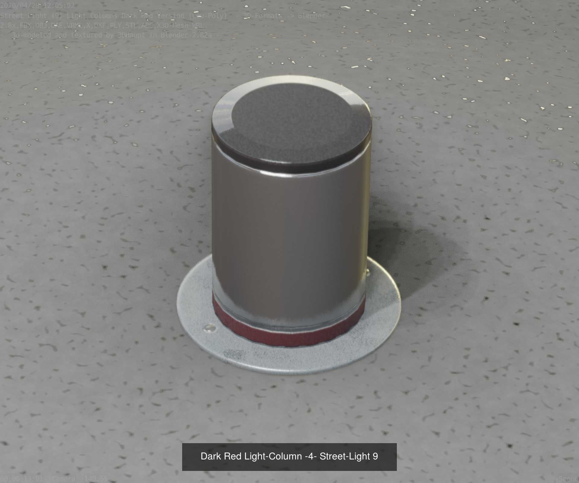 Low-Poly Light Columns Dark Red Version Package 3D Model Collection_29