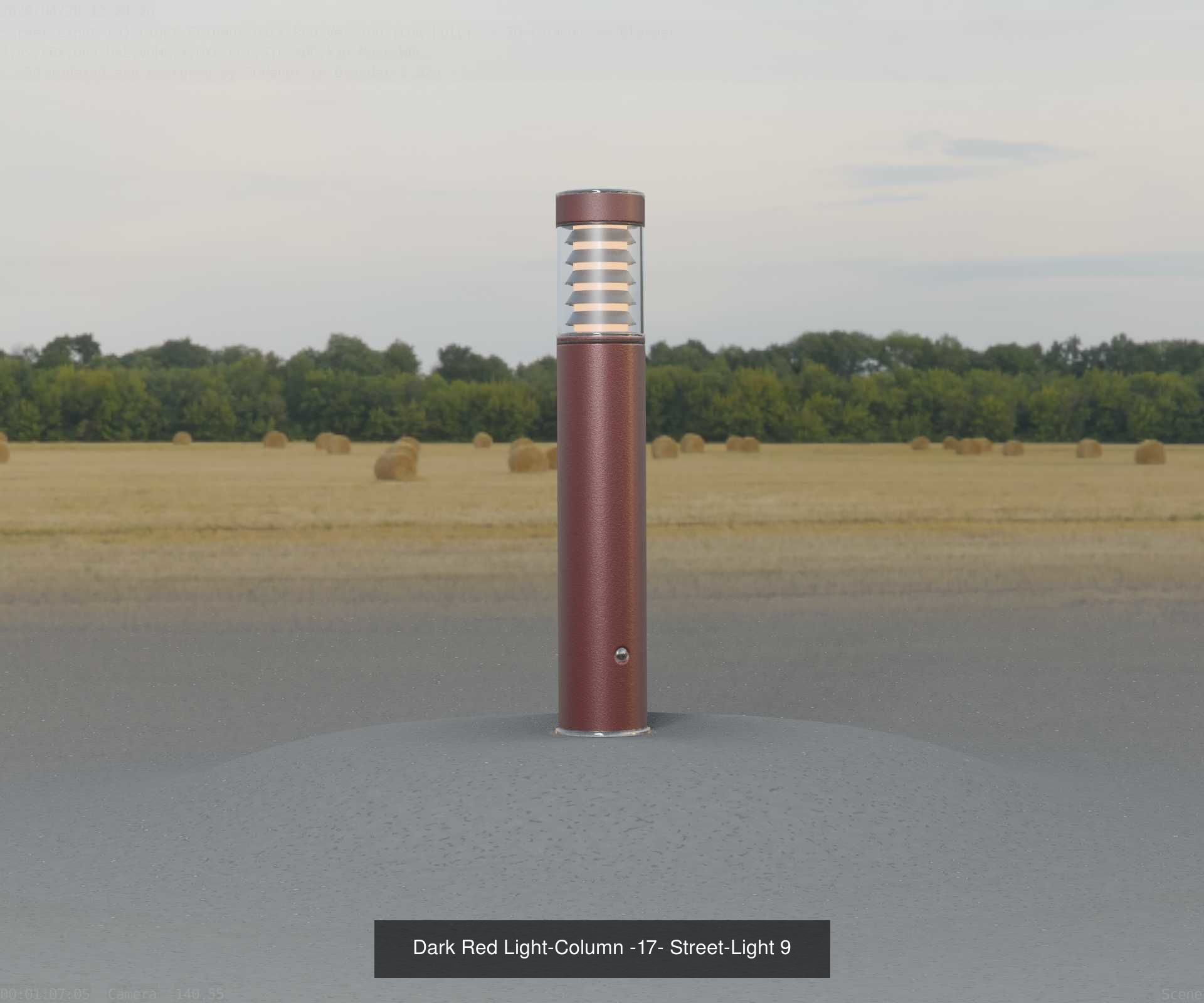 Low-Poly Light Columns Dark Red Version Package 3D Model Collection_12