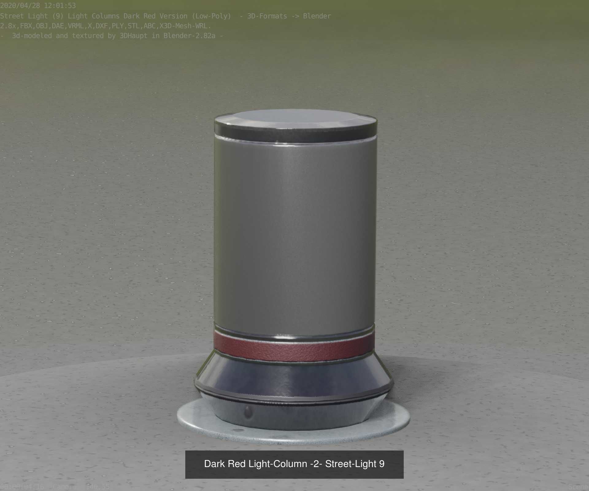 Low-Poly Light Columns Dark Red Version Package 3D Model Collection_26