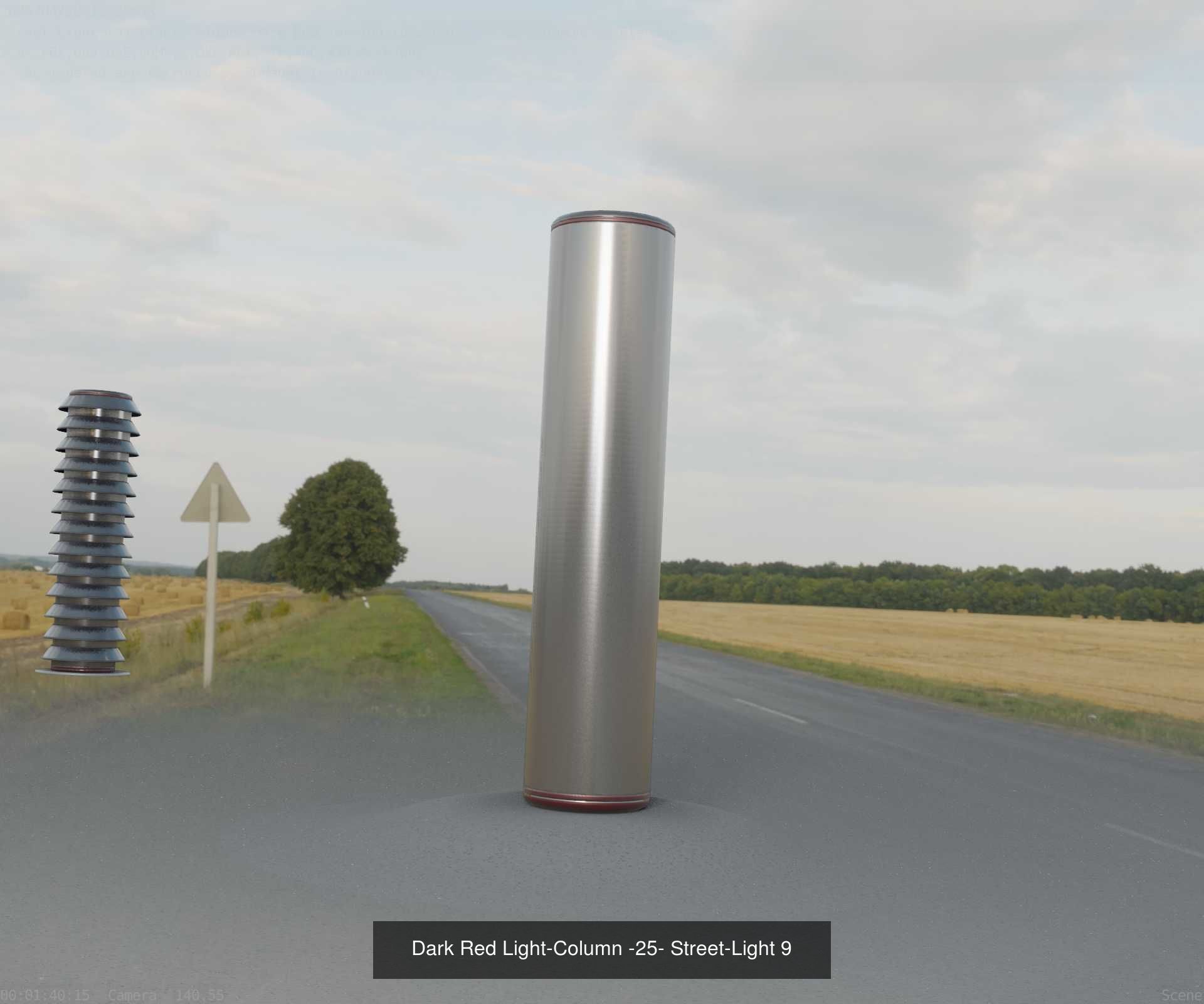 Low-Poly Light Columns Dark Red Version Package 3D Model Collection_21