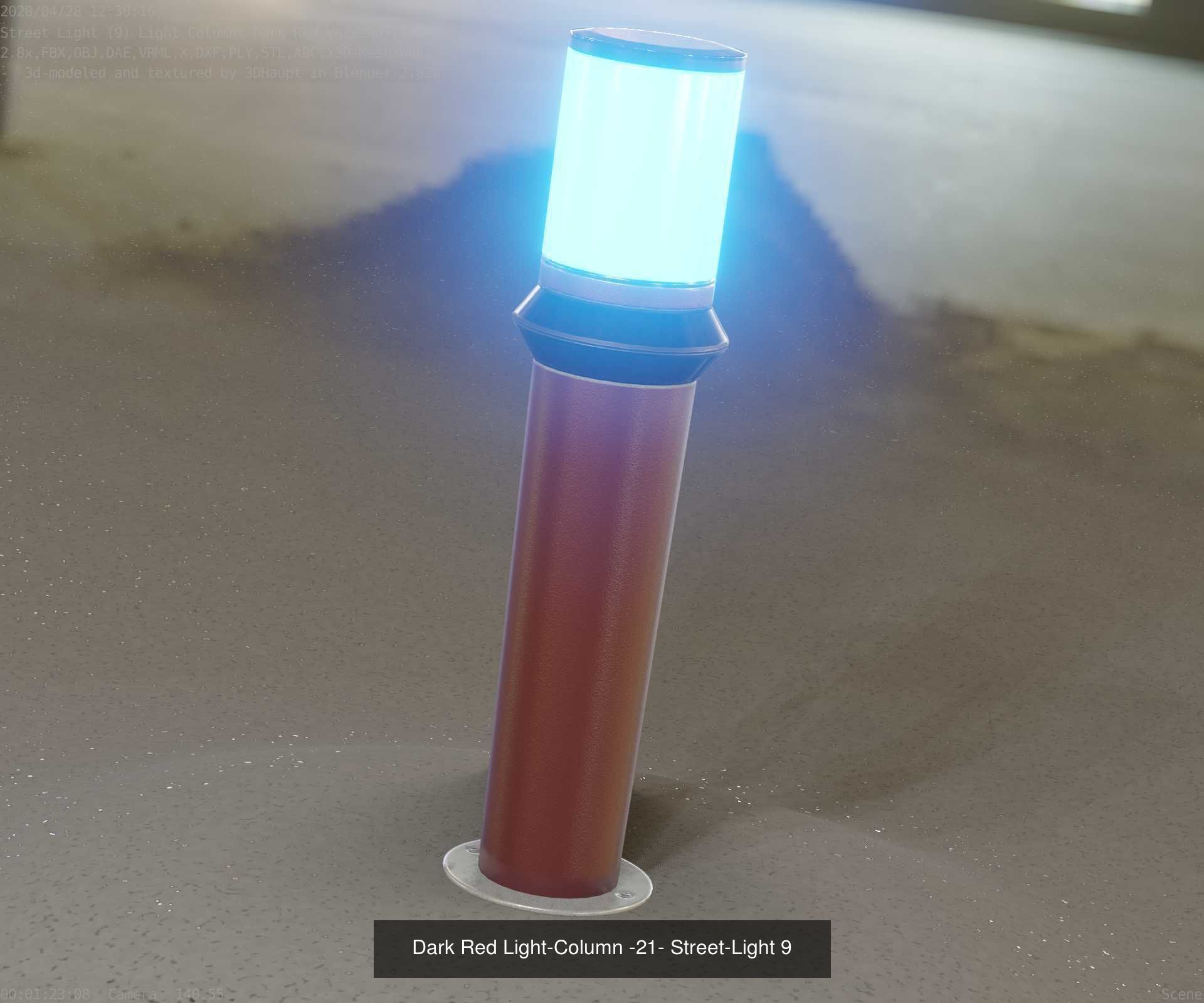 Low-Poly Light Columns Dark Red Version Package 3D Model Collection_17