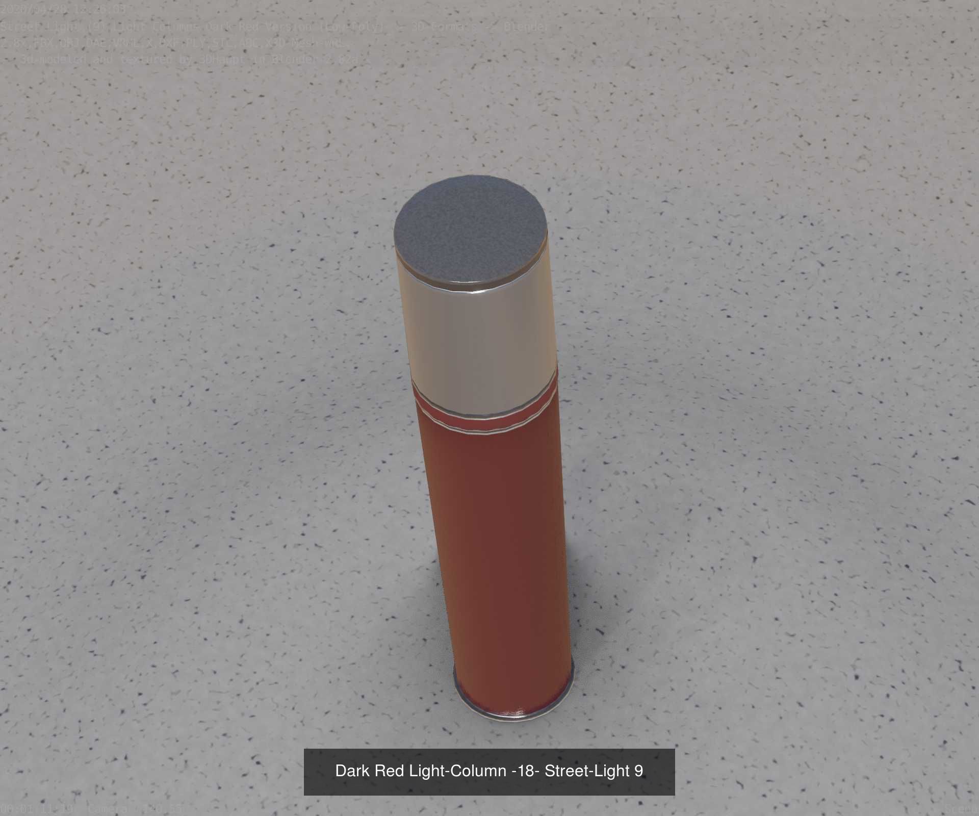 Low-Poly Light Columns Dark Red Version Package 3D Model Collection_13