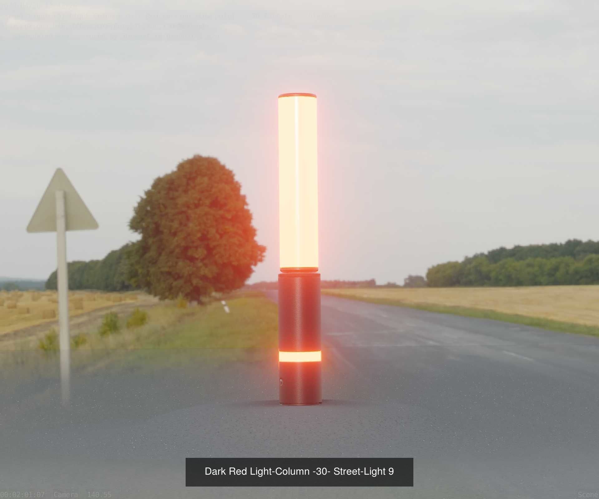 Low-Poly Light Columns Dark Red Version Package 3D Model Collection_27