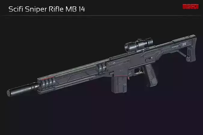 Scifi Sniper Rifle MB 14 Low-poly 3D model