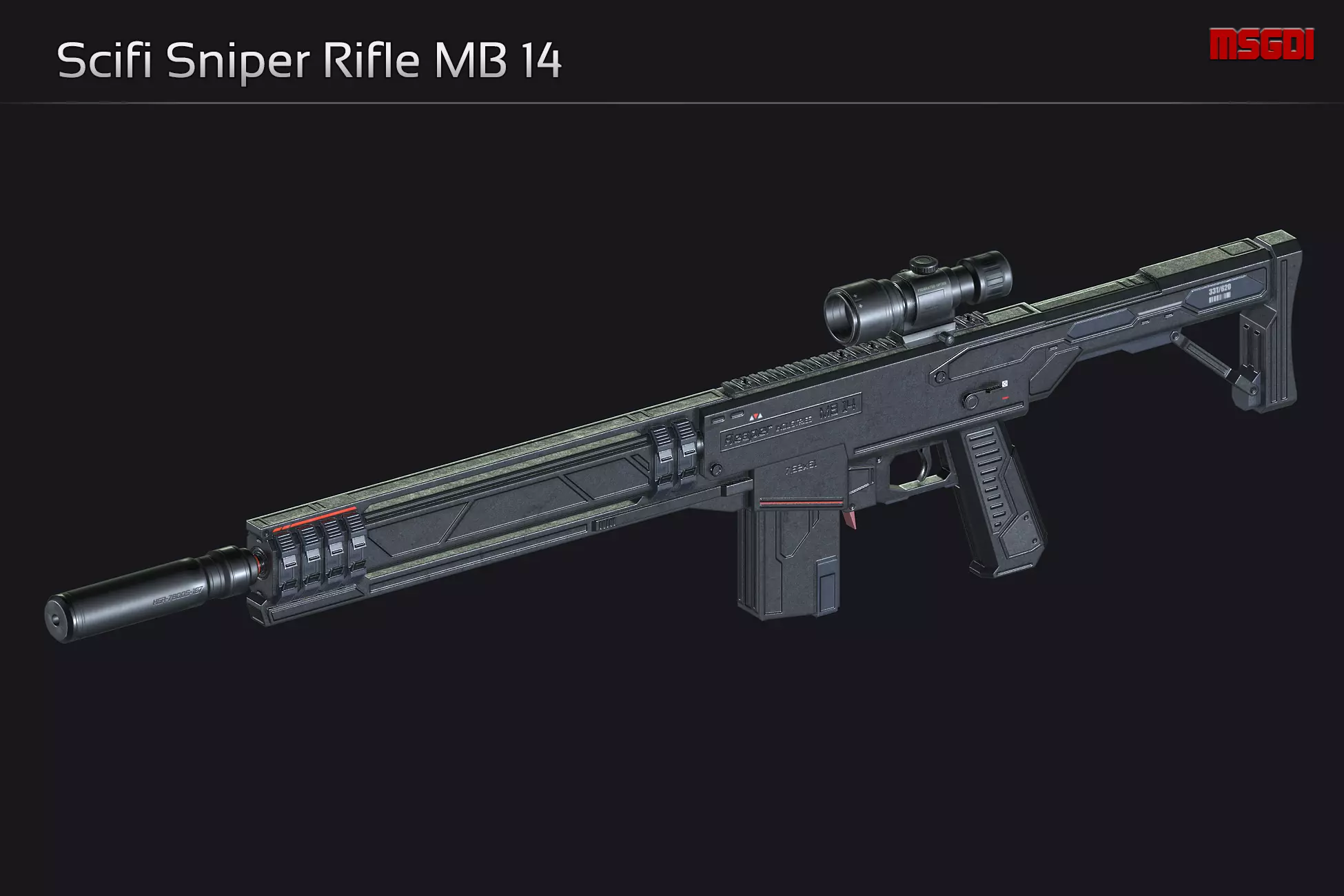 Scifi Sniper Rifle MB 14 Low-poly 3D model_0