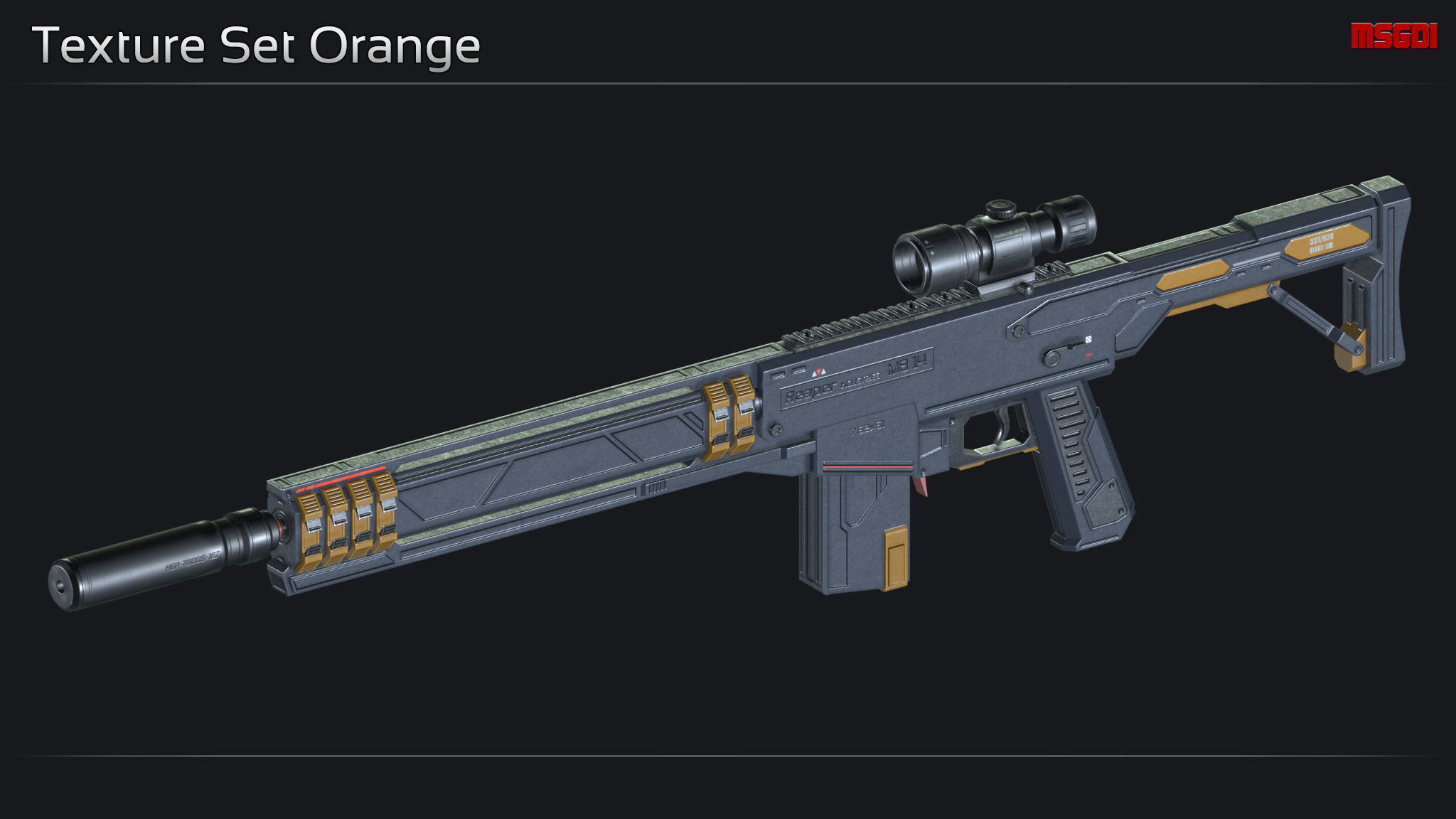 Scifi Sniper Rifle MB 14 Low-poly 3D model_12