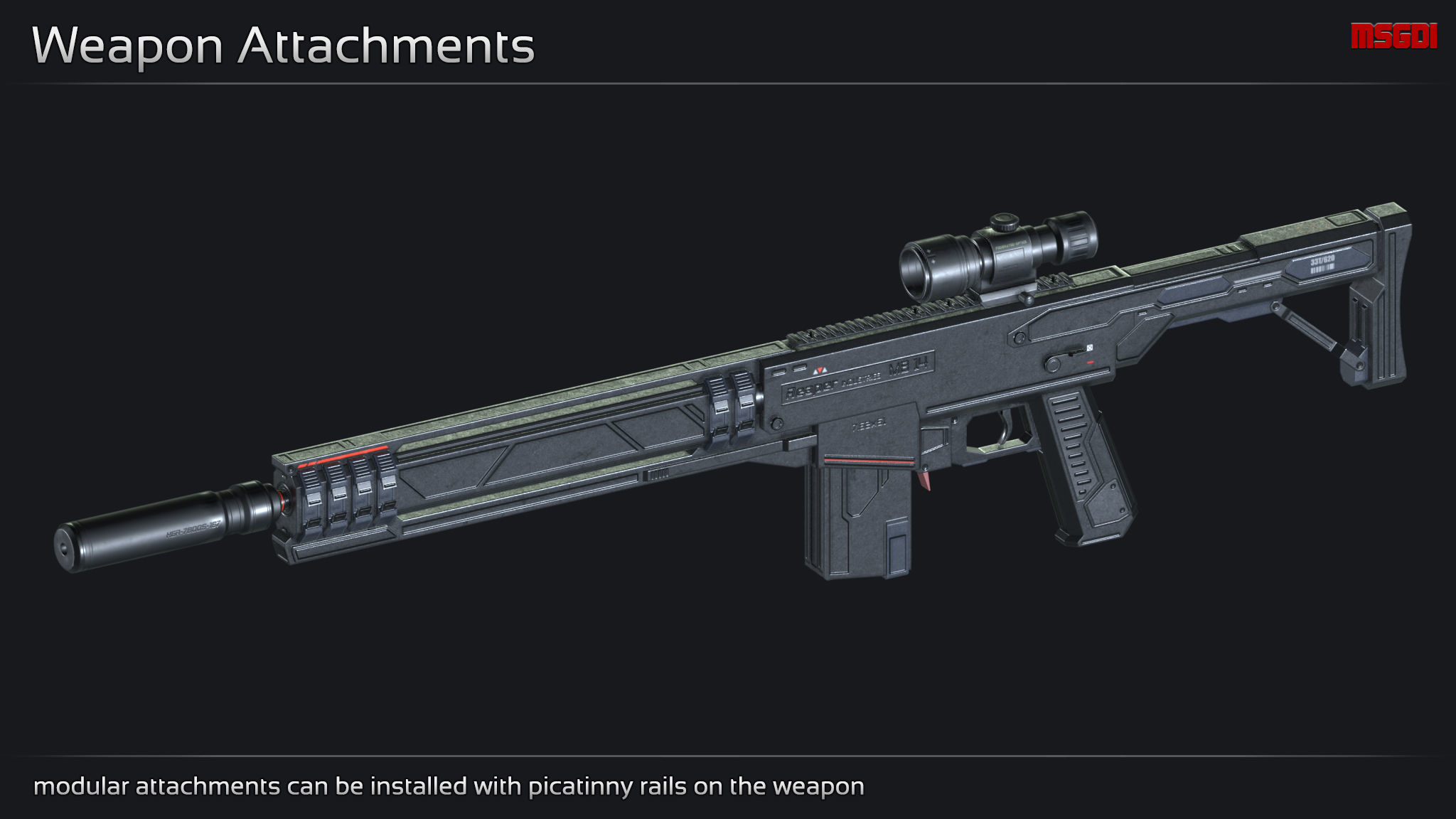 Scifi Sniper Rifle MB 14 Low-poly 3D model_5