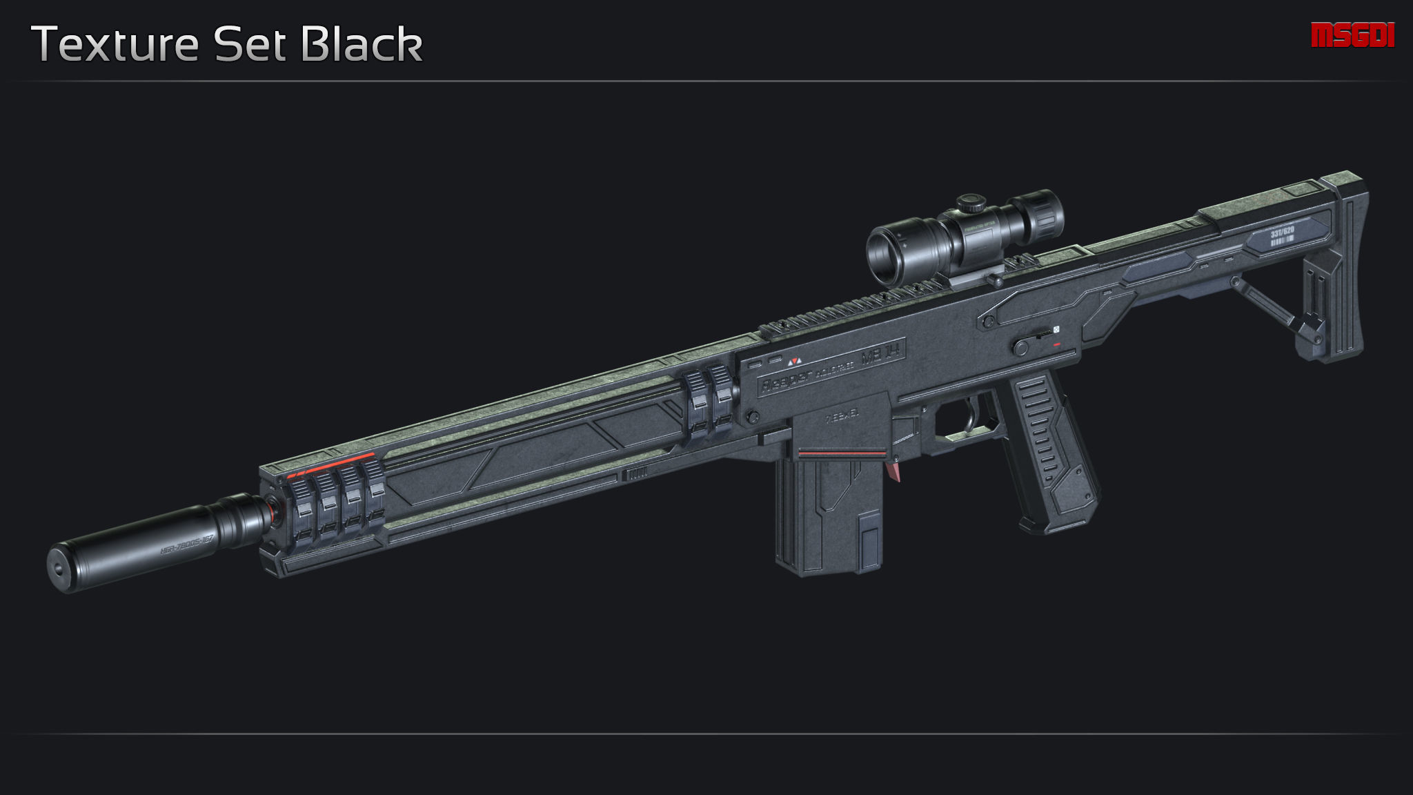 Scifi Sniper Rifle MB 14 Low-poly 3D model_10