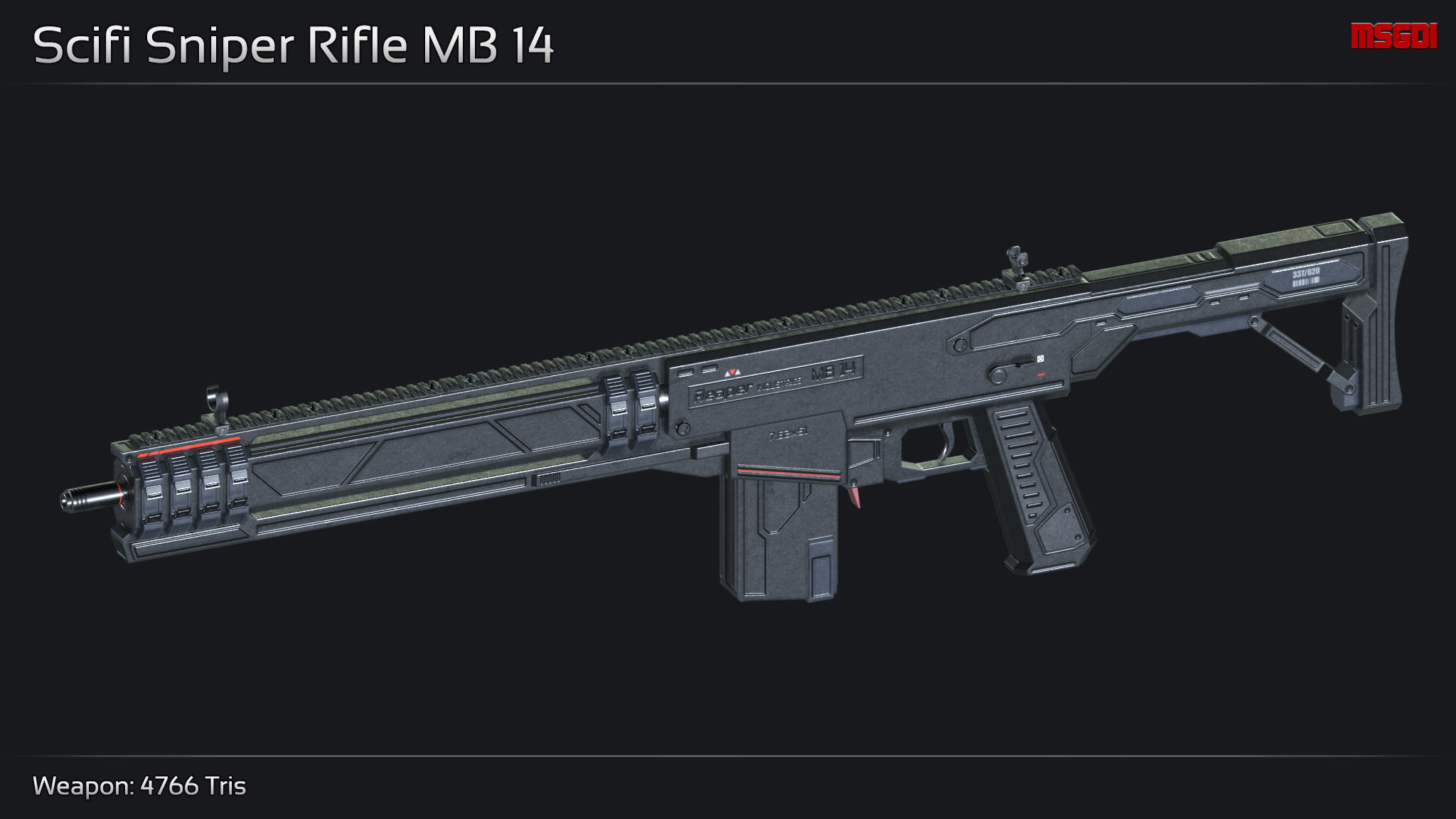 Scifi Sniper Rifle MB 14 Low-poly 3D model_1