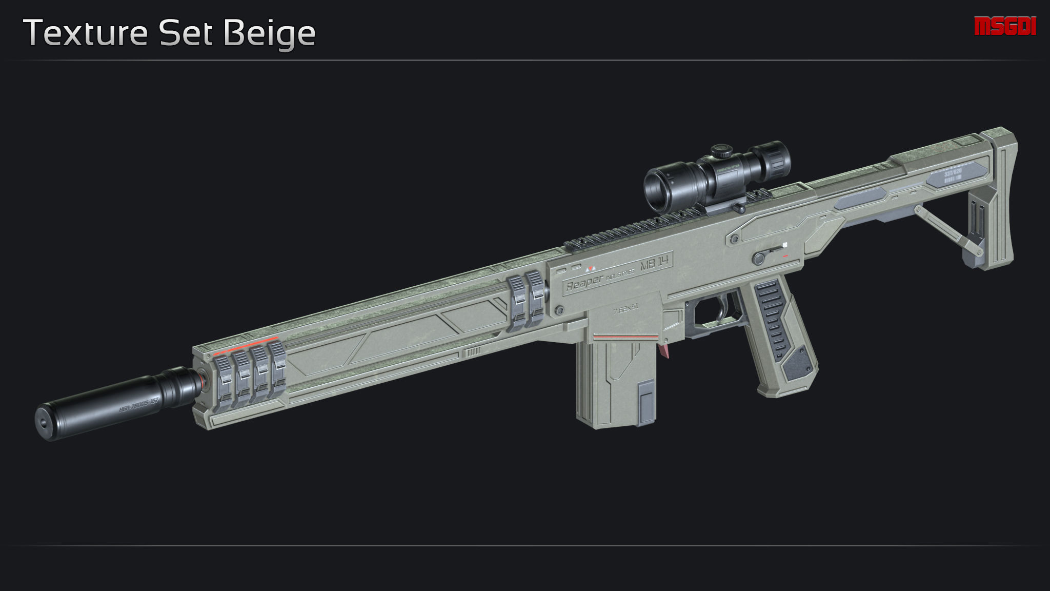 Scifi Sniper Rifle MB 14 Low-poly 3D model_11