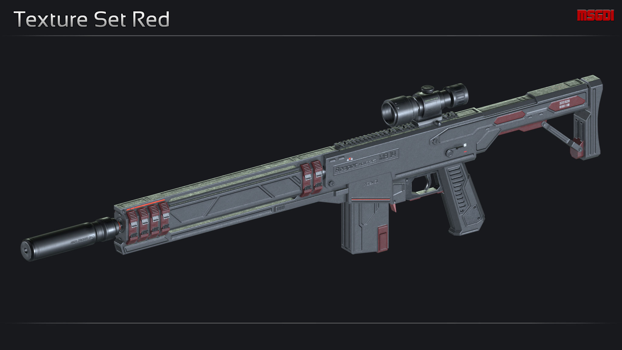 Scifi Sniper Rifle MB 14 Low-poly 3D model_13