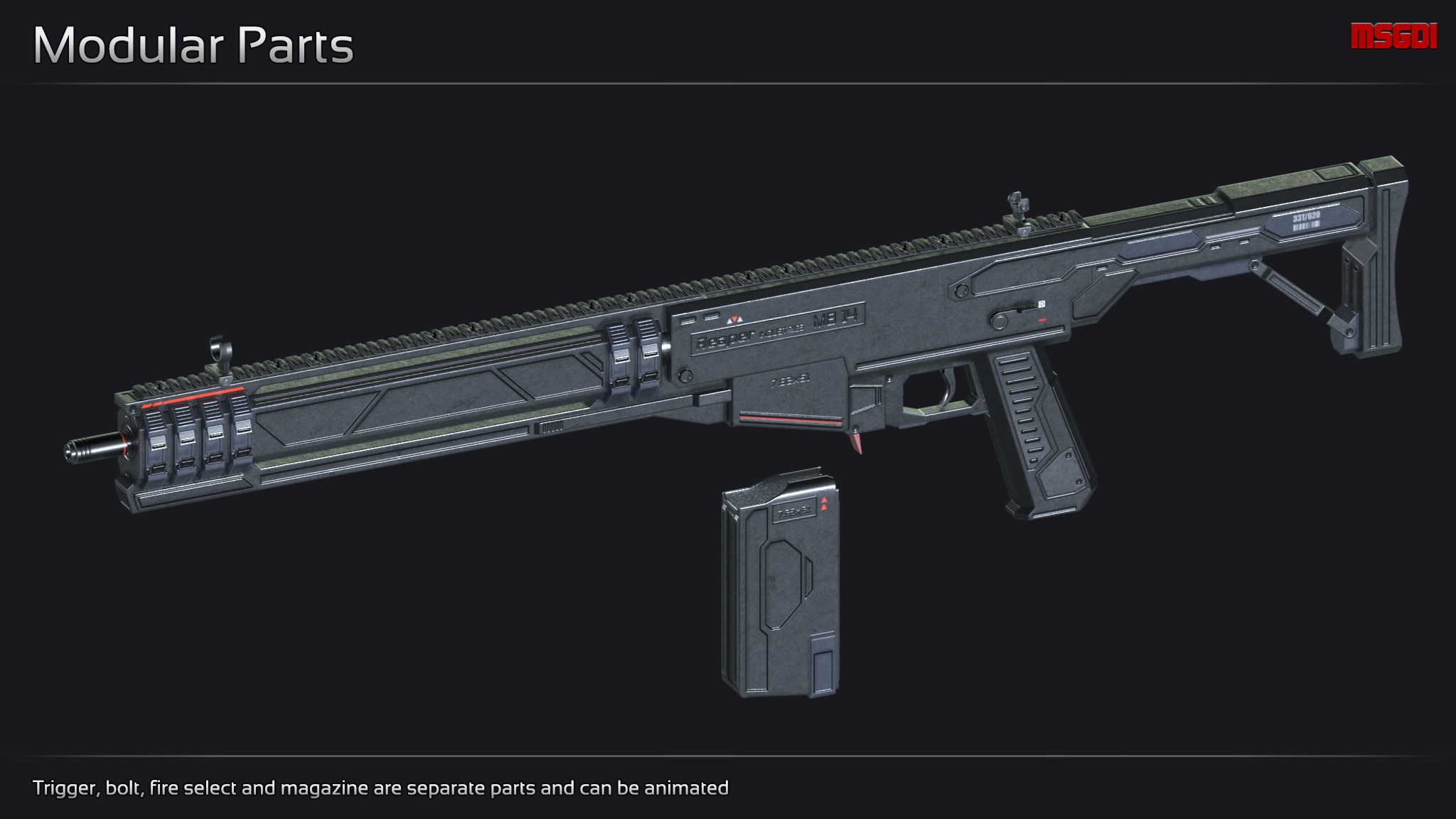 Scifi Sniper Rifle MB 14 Low-poly 3D model_2