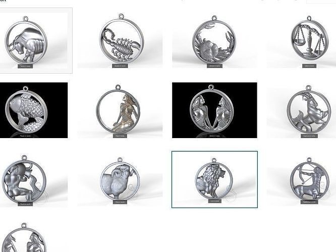Zodiac signs in circle 3D Model Collection