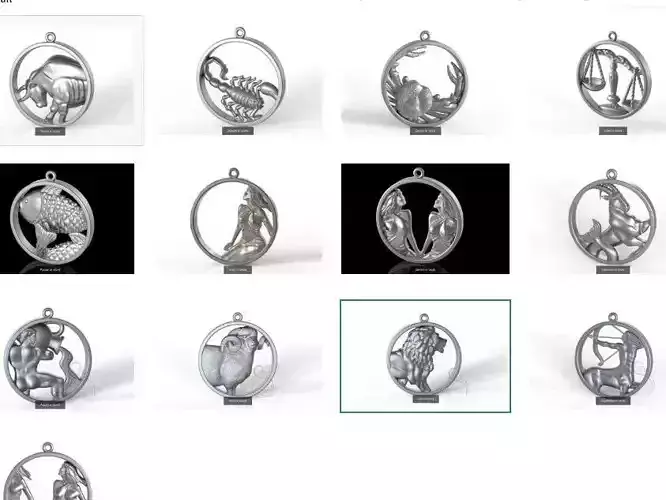 Zodiac signs in circle 3D Model Collection