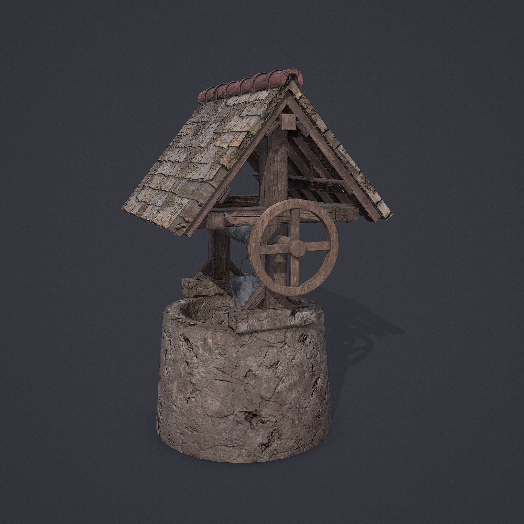 Old Well Low-poly 3D model_5