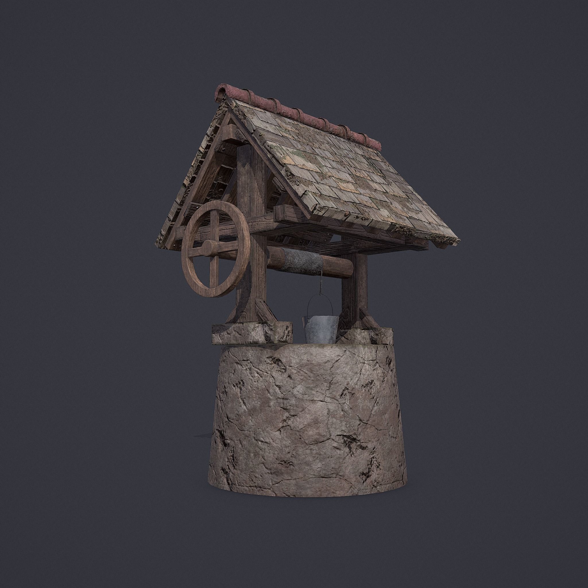 Old Well Low-poly 3D model_13