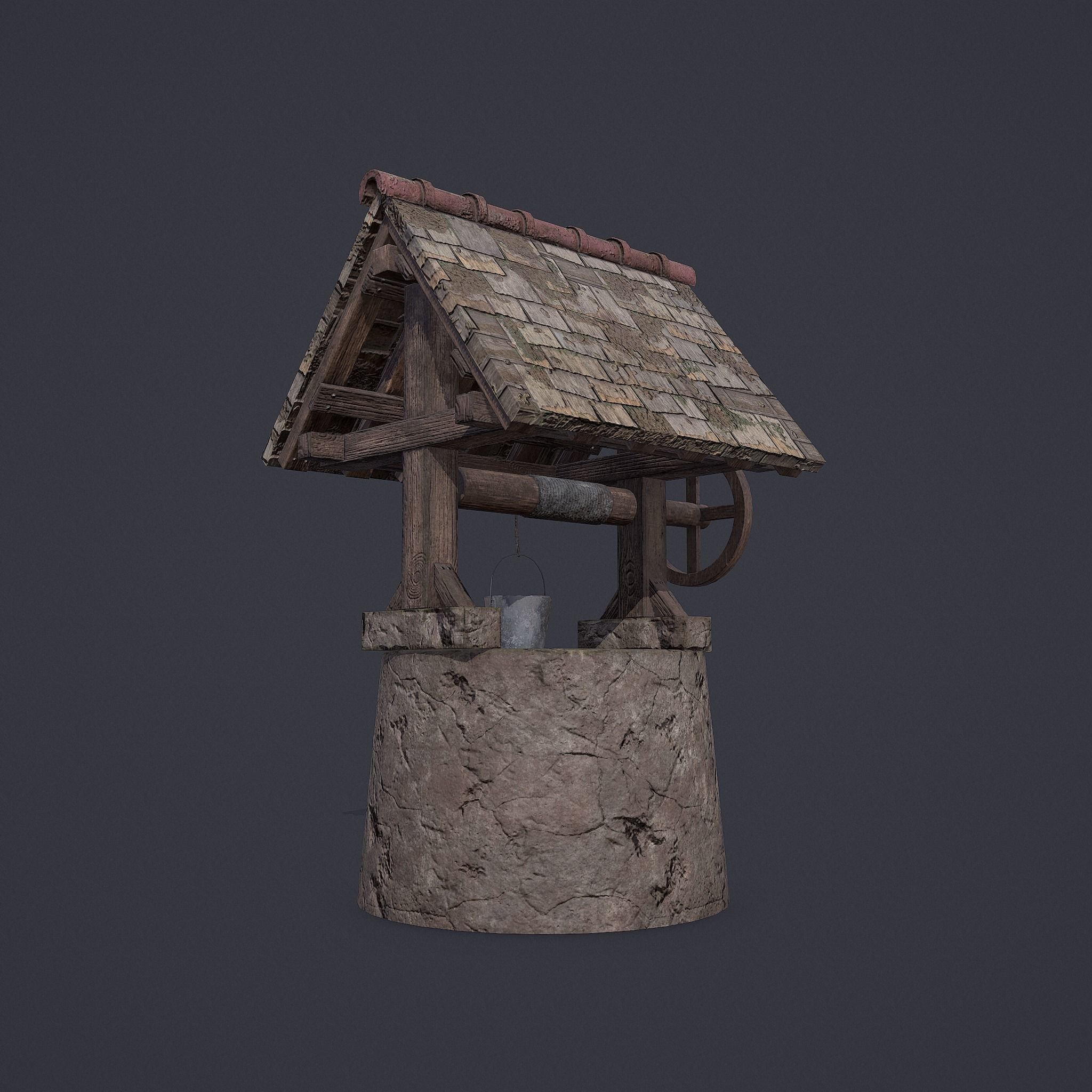 Old Well Low-poly 3D model_15