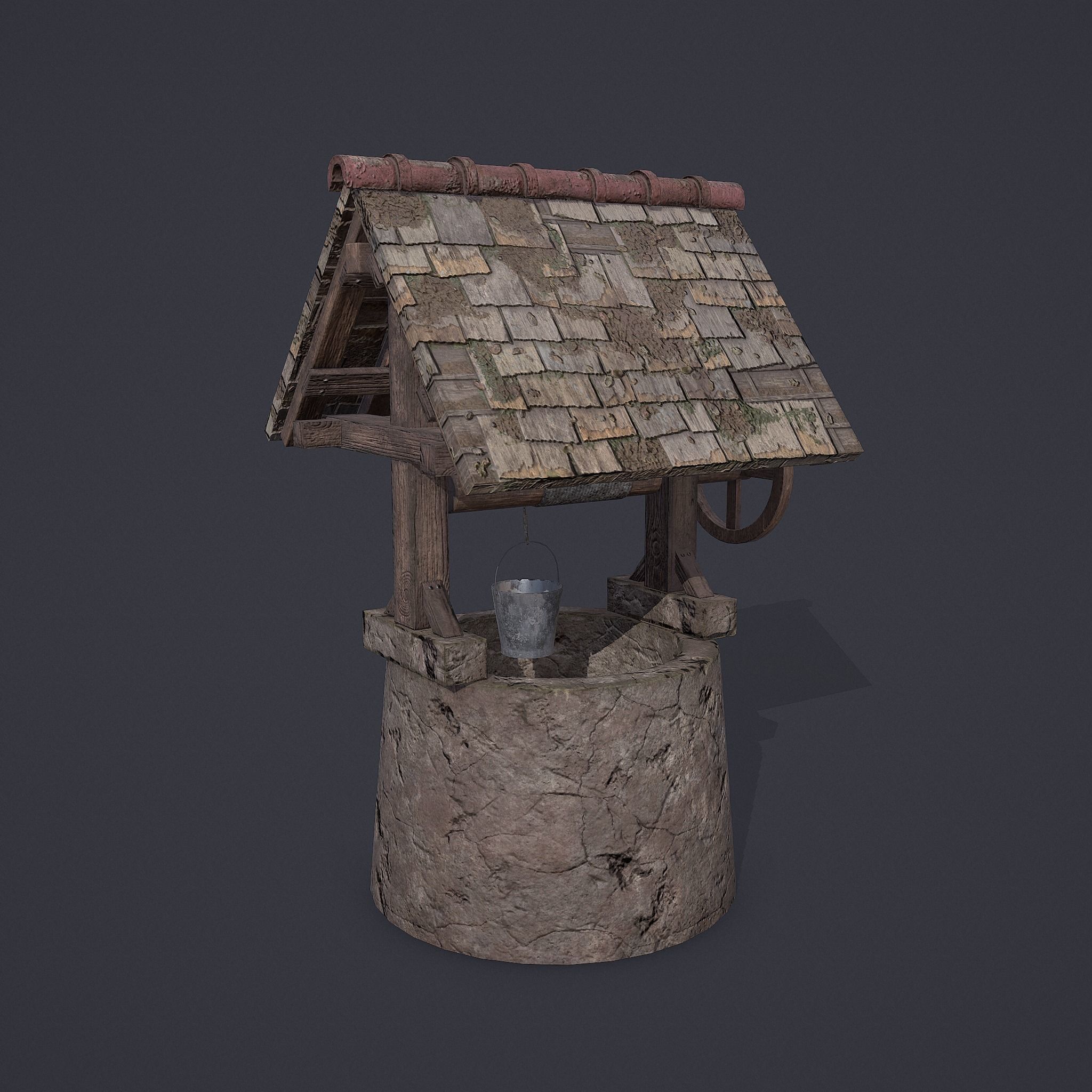 Old Well Low-poly 3D model_2