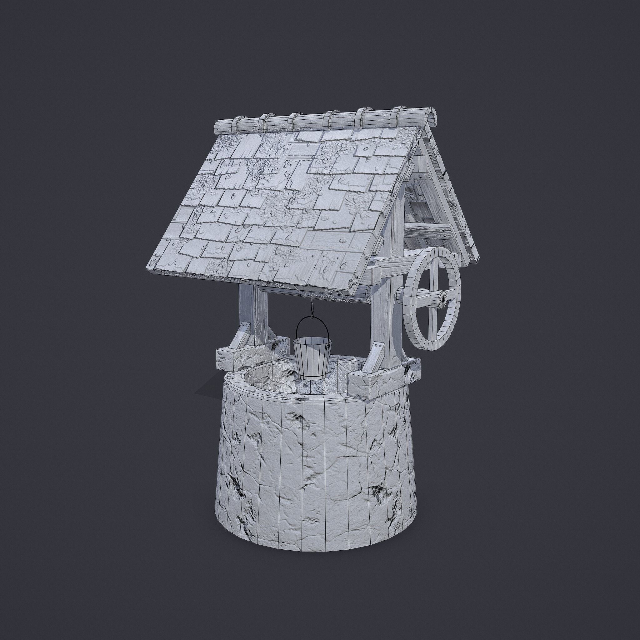 Old Well Low-poly 3D model_16