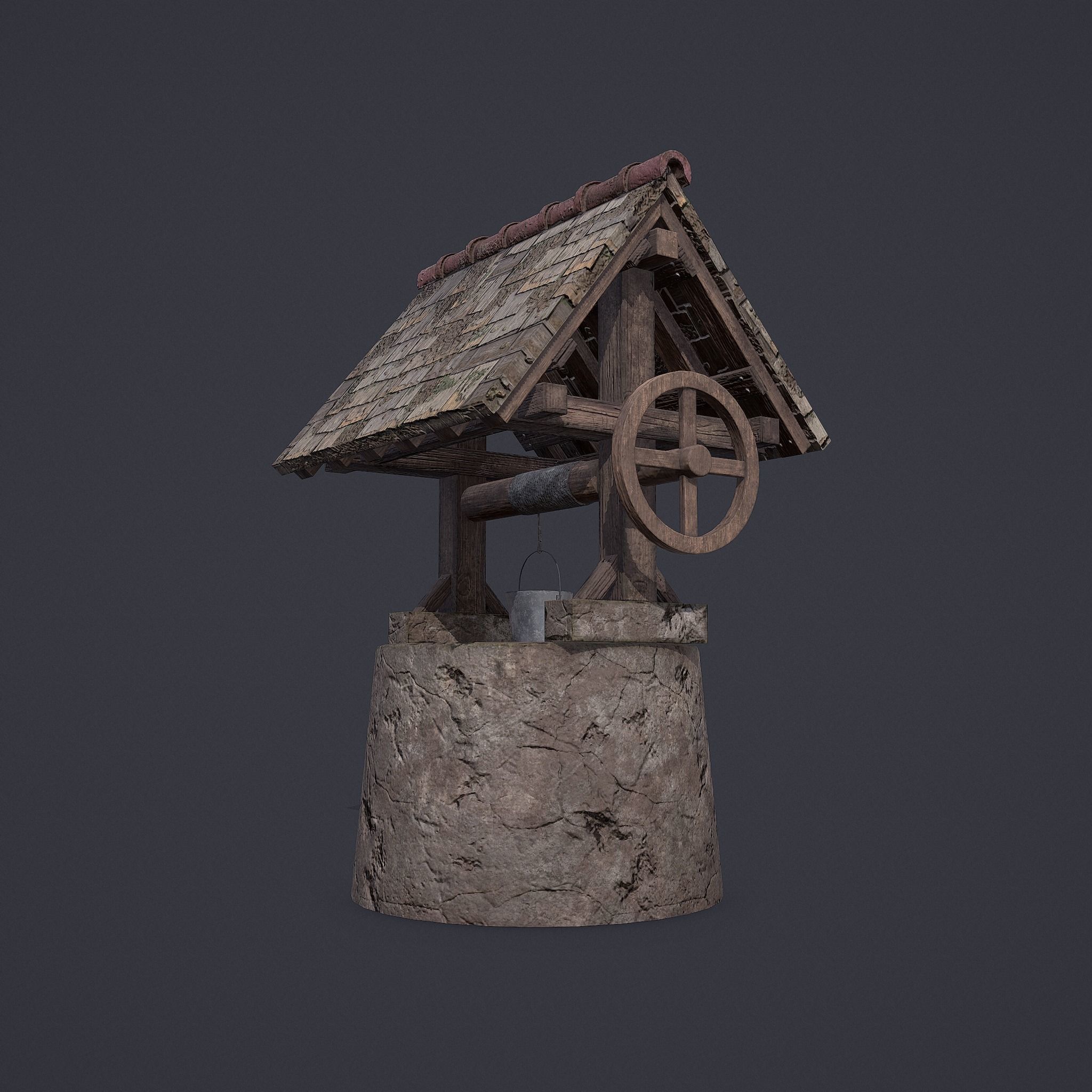 Old Well Low-poly 3D model_14