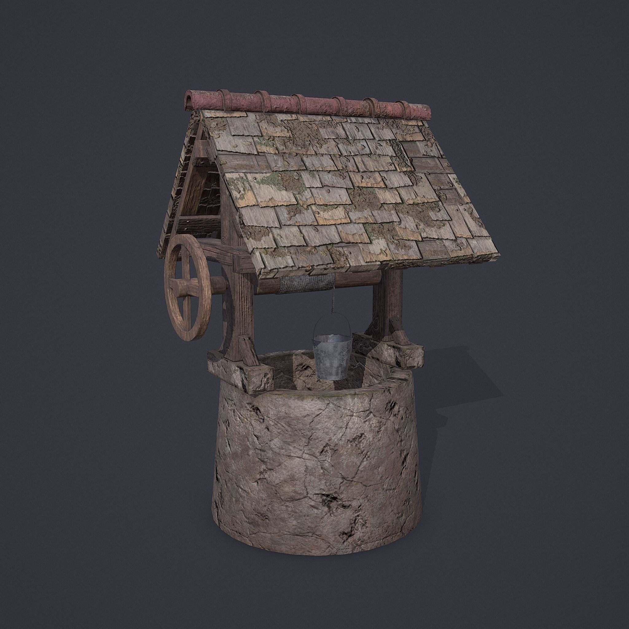 Old Well Low-poly 3D model_6