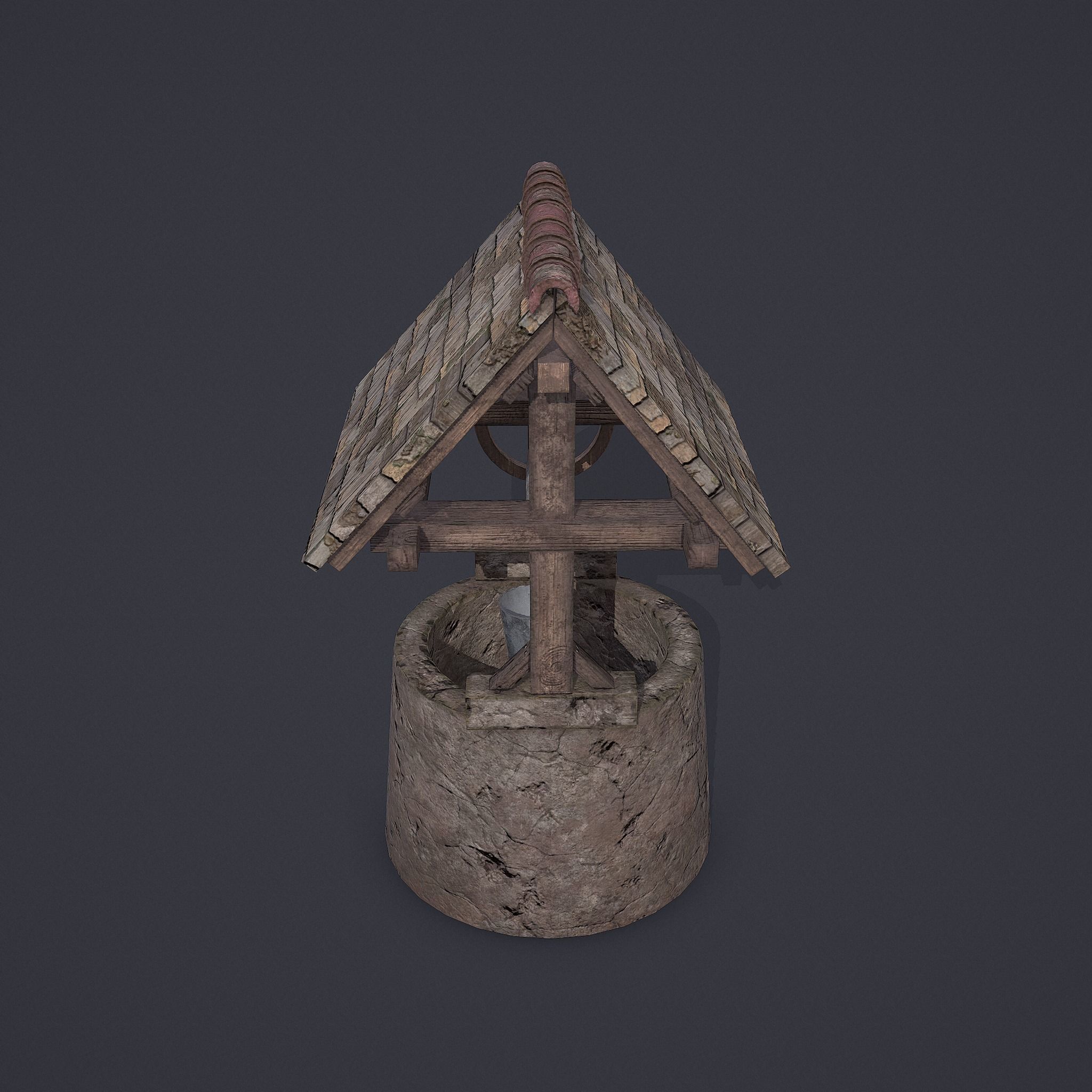 Old Well Low-poly 3D model_12