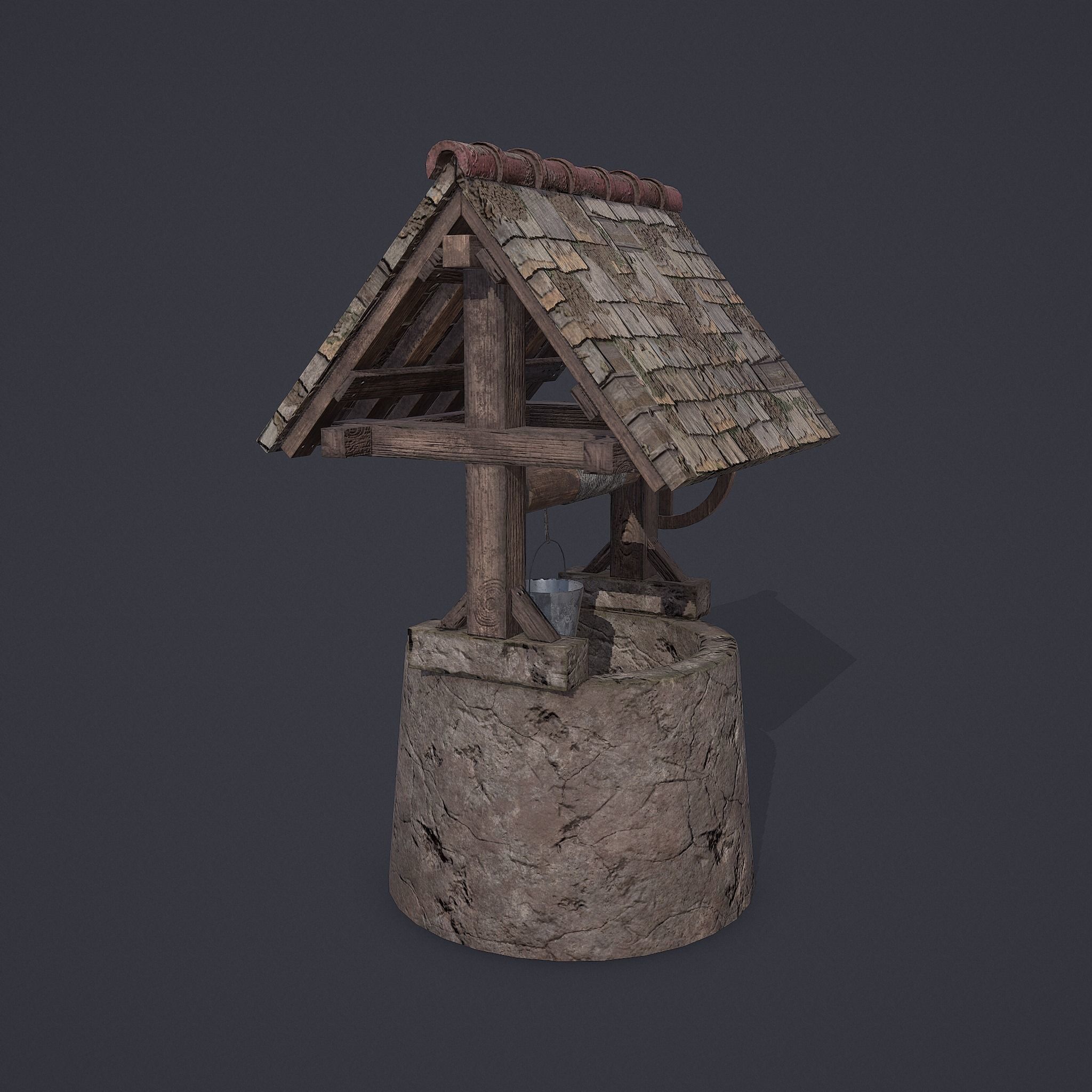 Old Well Low-poly 3D model_4