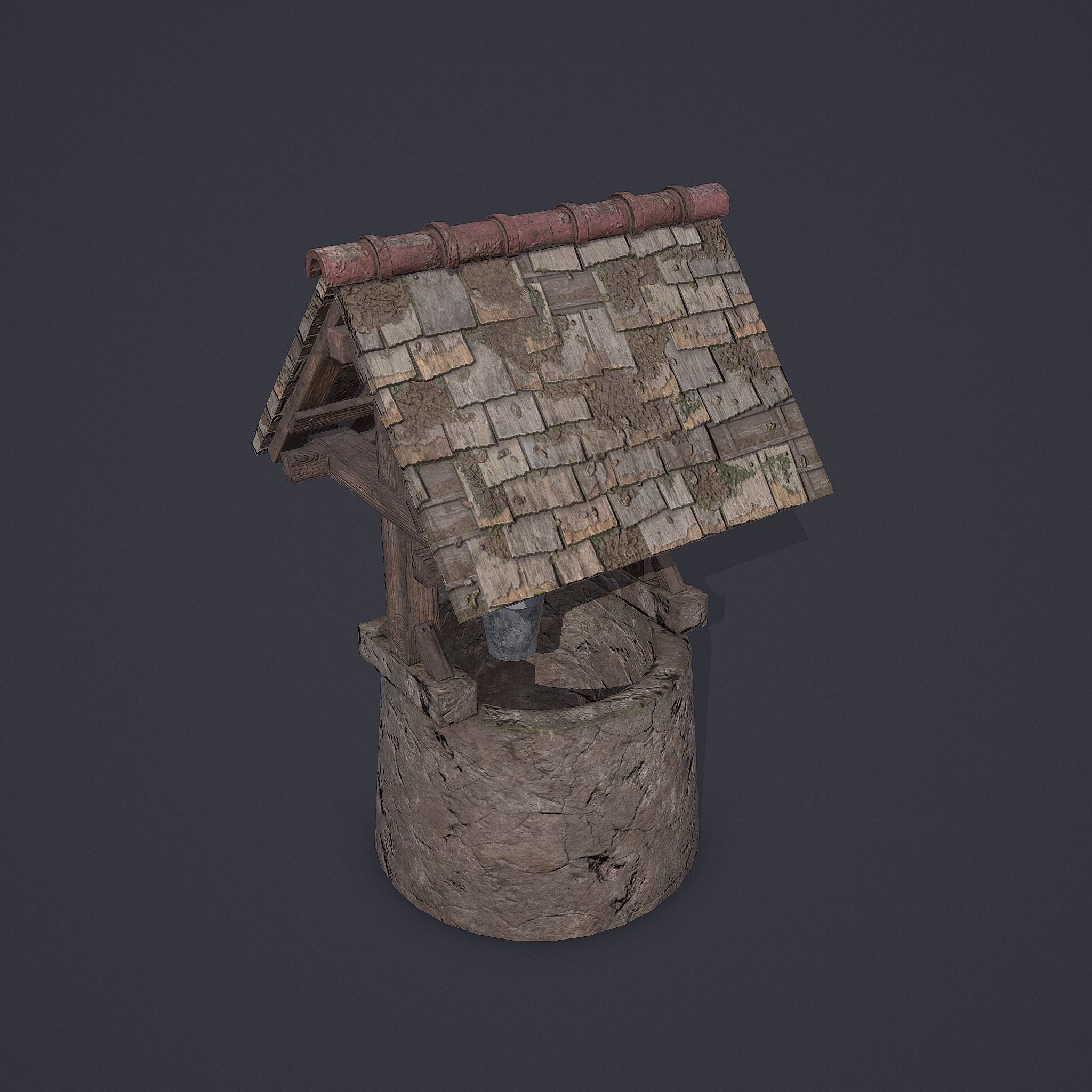 Old Well Low-poly 3D model_9