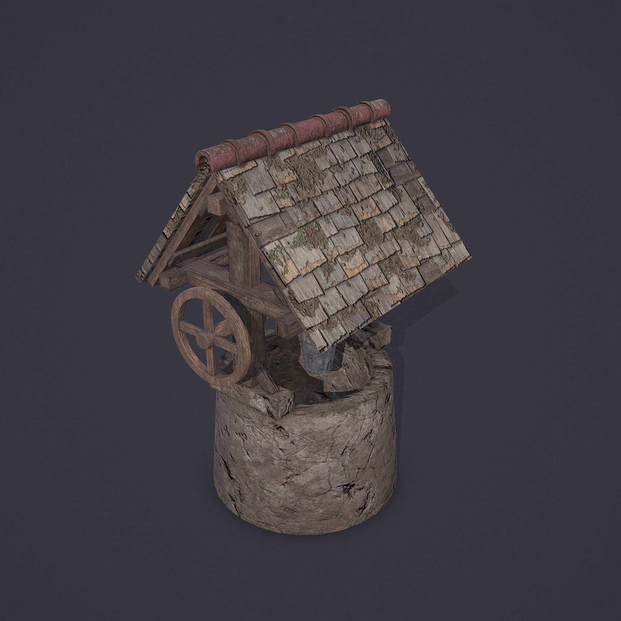 Old Well Low-poly 3D model_10