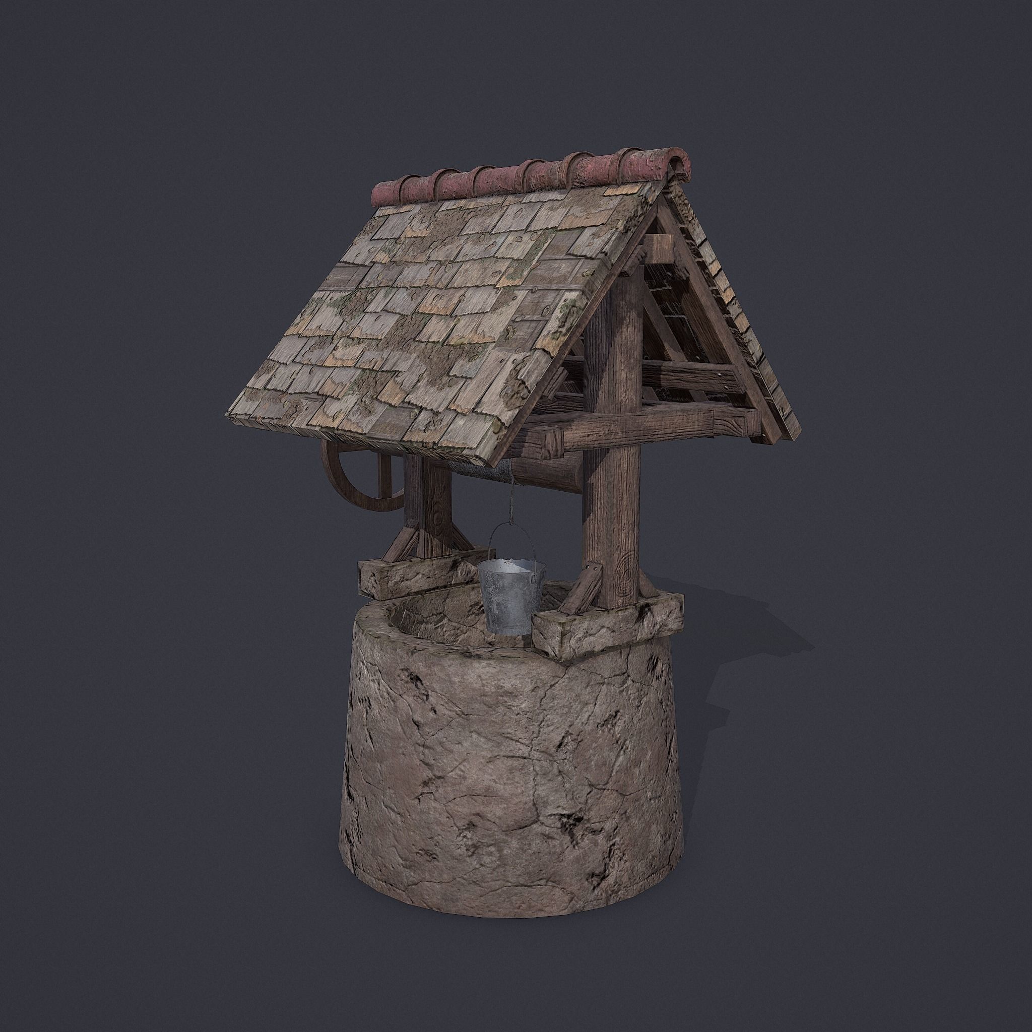 Old Well Low-poly 3D model_7