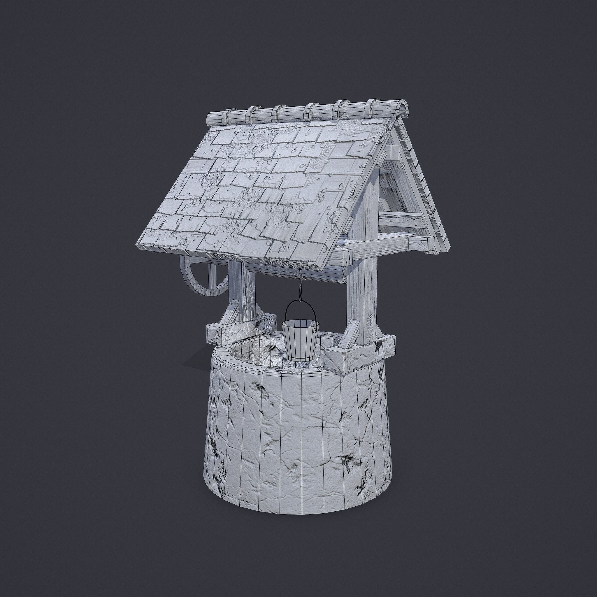 Old Well Low-poly 3D model_19