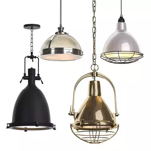 PENDANT COLLECTION 2 industrial light with frosted glass 3D model