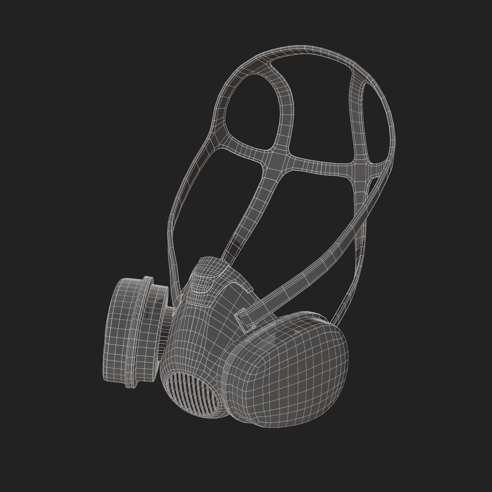 Gas mask millitary fantasy futuristic technology  Low-poly 3D model_9