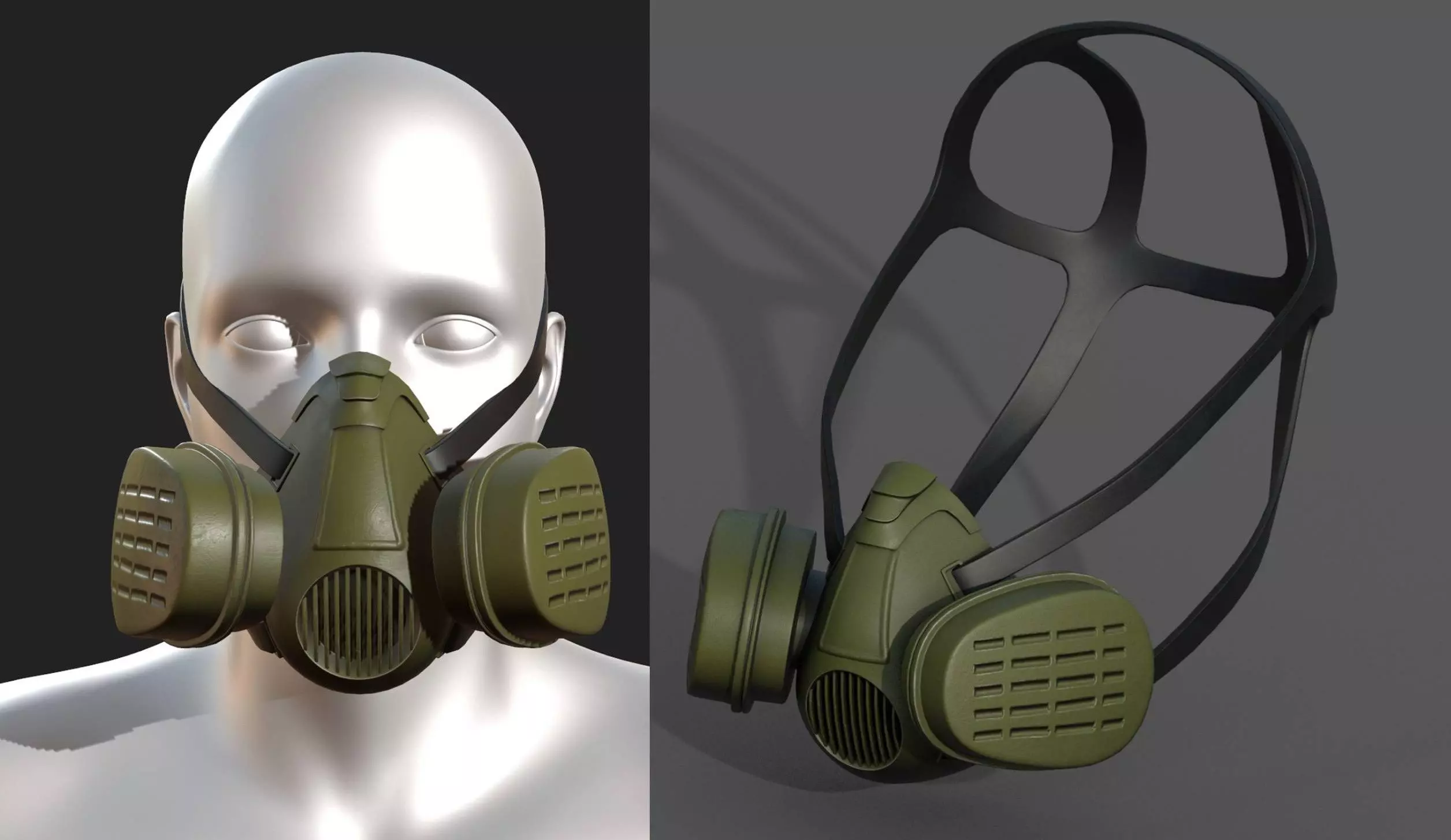 Gas mask millitary fantasy futuristic technology  Low-poly 3D model_0