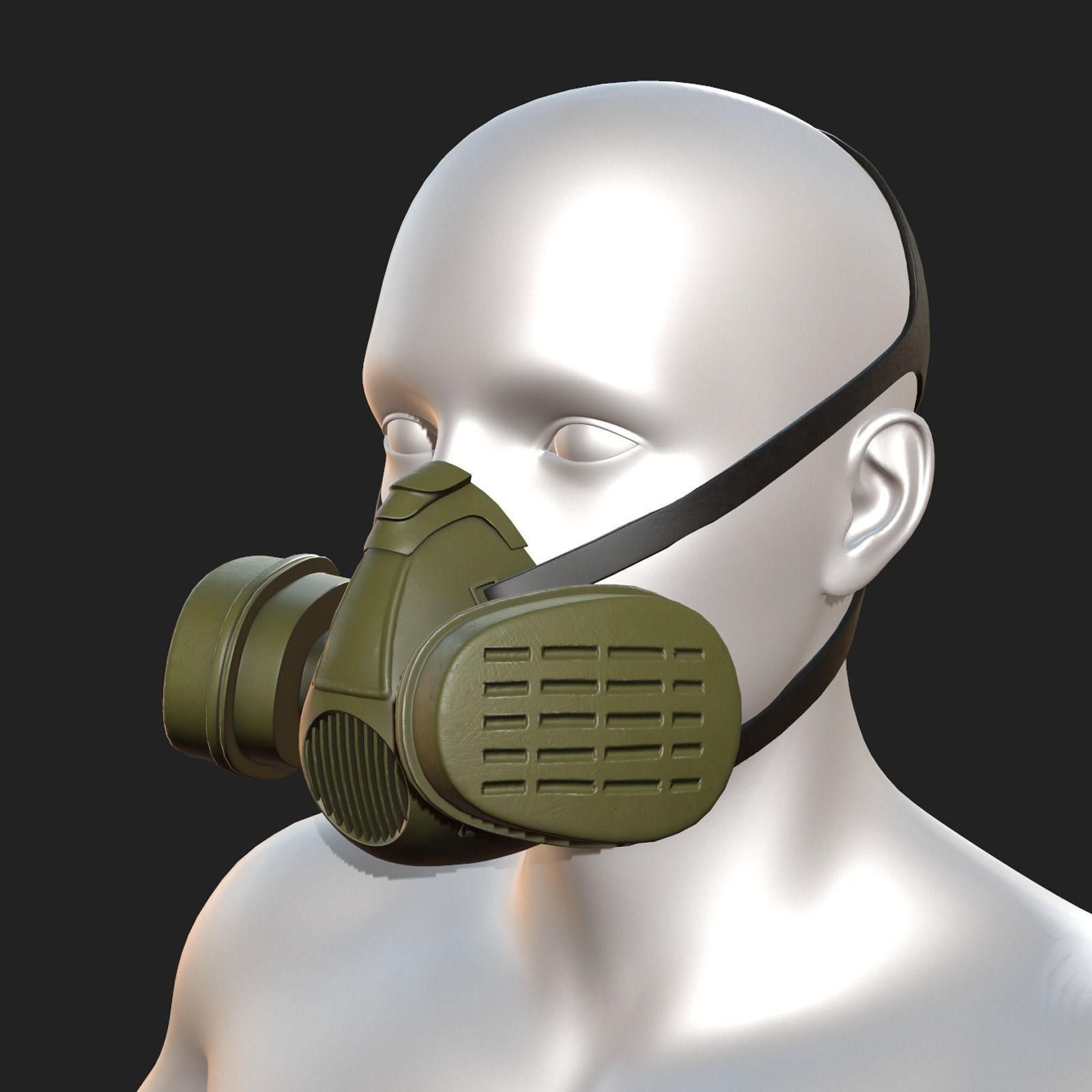 Gas mask millitary fantasy futuristic technology  Low-poly 3D model_3