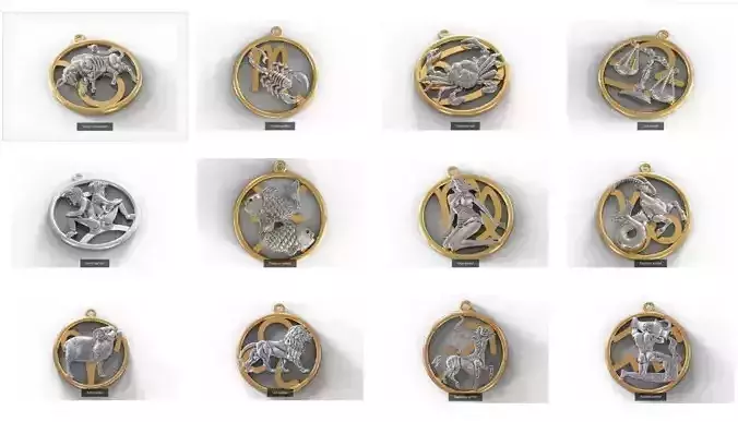 Horoscope signs and symbols 3D Model Collection