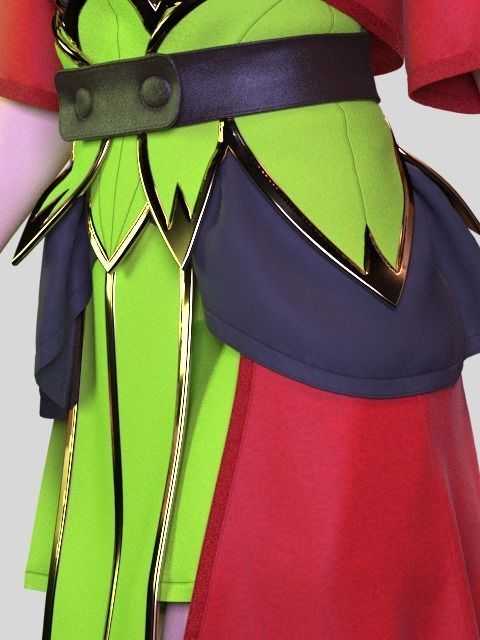 Female Red Cloak - 36 Marvelous Designer and Clo3D 3D model_2