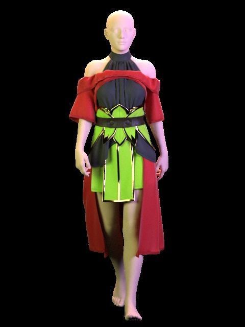 Female Red Cloak - 36 Marvelous Designer and Clo3D 3D model_6