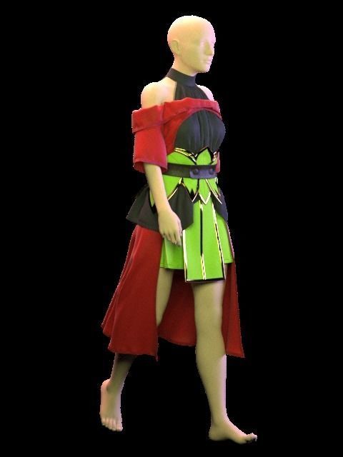 Female Red Cloak - 36 Marvelous Designer and Clo3D 3D model_5