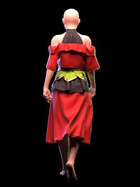 Female Red Cloak - 36 Marvelous Designer and Clo3D 3D model_16