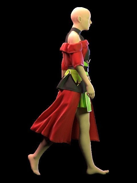 Female Red Cloak - 36 Marvelous Designer and Clo3D 3D model_8