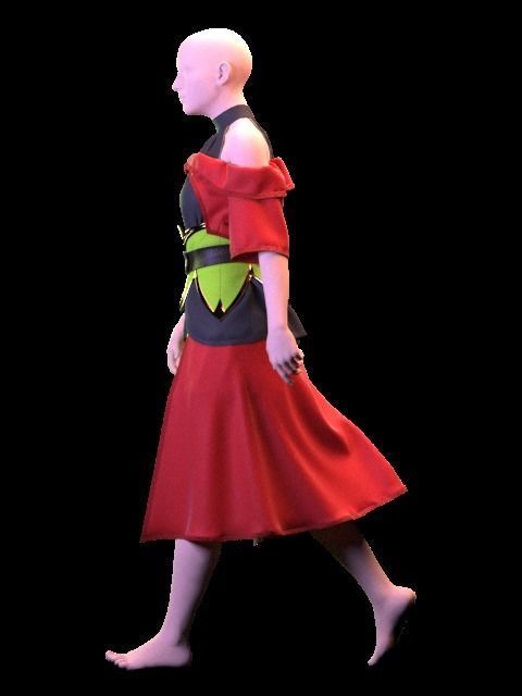 Female Red Cloak - 36 Marvelous Designer and Clo3D 3D model_7