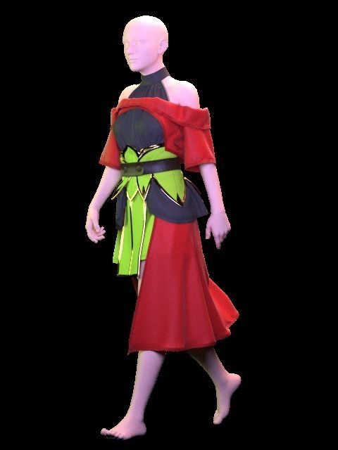 Female Red Cloak - 36 Marvelous Designer and Clo3D 3D model_9