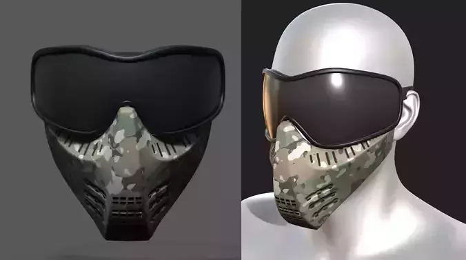 Mask protection scifi military combat low poly  Low-poly 3D model