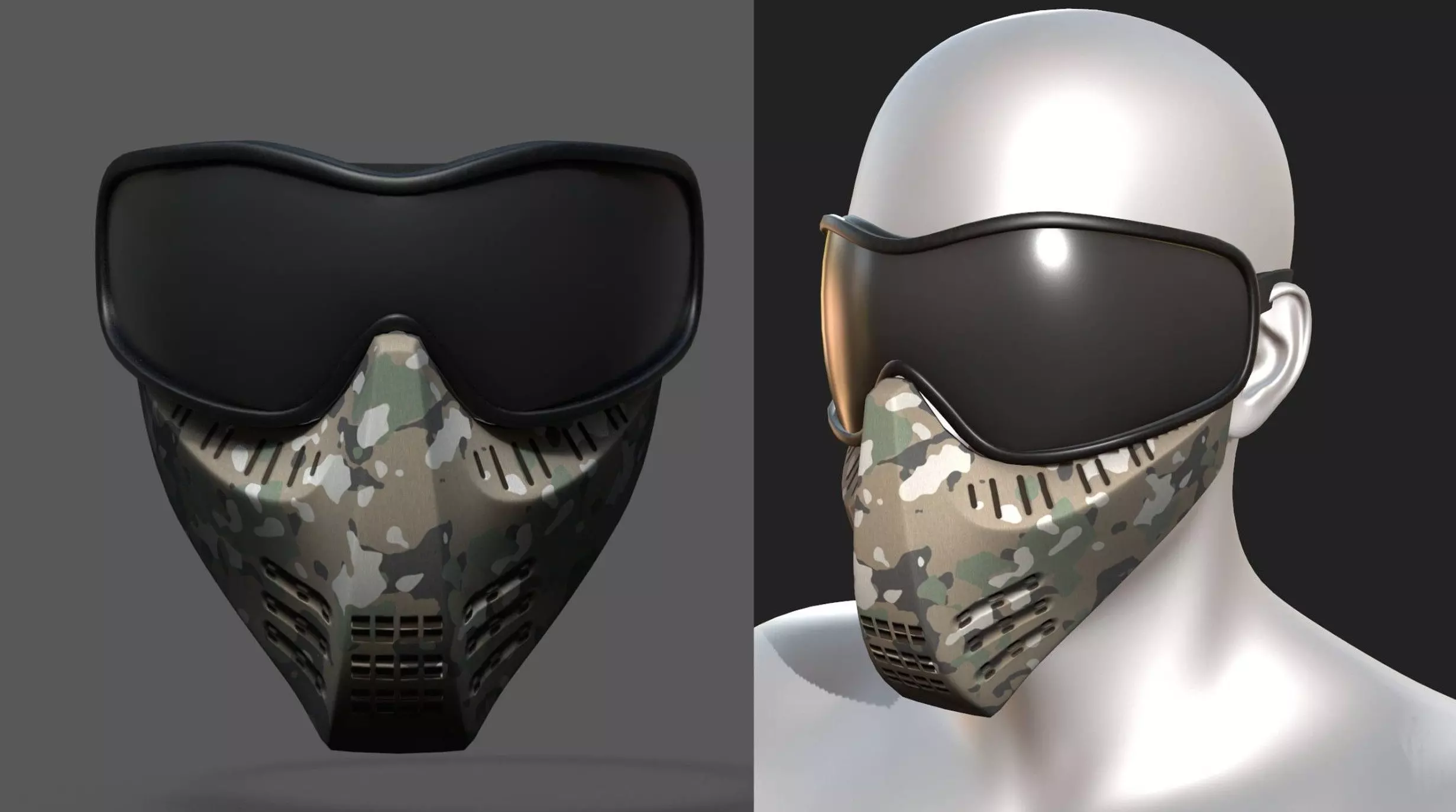 Mask protection scifi military combat low poly  Low-poly 3D model_0