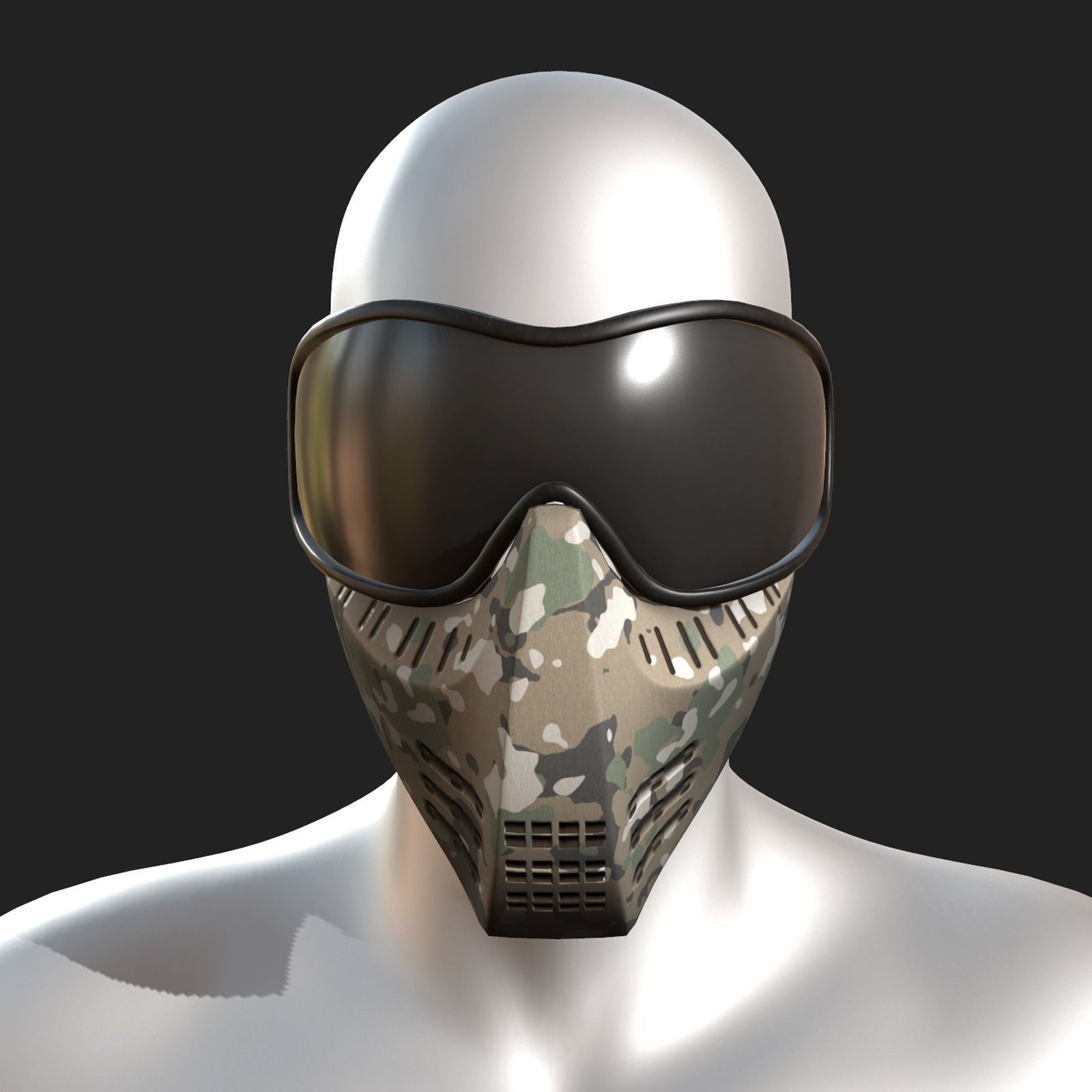 Mask protection scifi military combat low poly  Low-poly 3D model_1