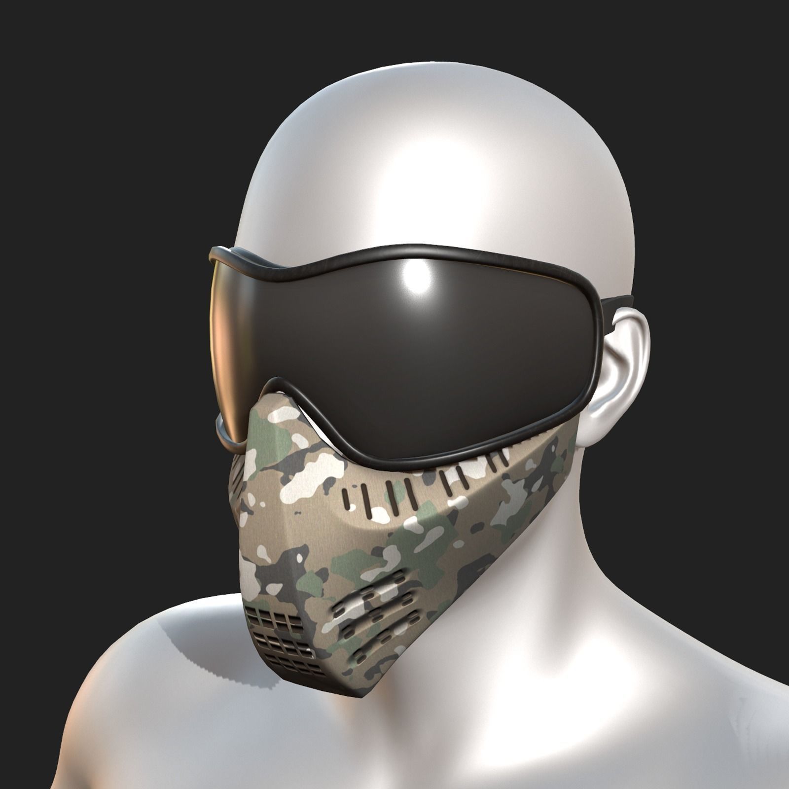 Mask protection scifi military combat low poly  Low-poly 3D model_2